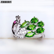 ZHHIRY подлинное естественный диопсид кольцо для женщин 925 стерлингового серебра драгоценный камень павлин форма кольца ювелирные изделия 2024 - купить недорого