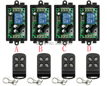Novo controle remoto sem fio de 1 canais dc12v, 4 transmissores e 4 receptores, controle remoto universal, receptor de rádio