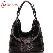 LY.SHARK Famous Brand Serpentine Pattern Genuine Leather Handbags Women Bag Female Crossbody Shoulder Messenger Bag Tote Hobos 2024 - buy cheap