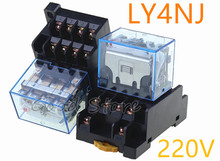 1SET LY4NJ HH64P AC 220V DC 14PIN 10A silver contact Power Relay Coil 4PDT with socket Base 2024 - buy cheap