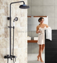 Black Oil Rubbed Bronze Wall Mounted Bathroom Rain Shower Faucet Set / Single Handle Bathtub Mixer Taps + Handheld Shower Wrs346 2024 - buy cheap