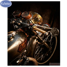 Kufwkey 5d kit de ponto cruz "motocicleta" redondo/quadrado pintura diamante resina para bordado, mosaico de diamante, imagem de carro, decoração de parede 2024 - compre barato