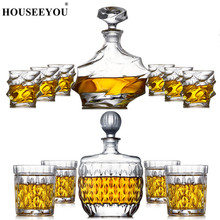 HOUSEEYOU 6 Kinds of Luxury Lead Free Crystal Whisky Glasses Set 1 Decanter + 6 Whisky Cups Collection Transparent Bar Sets 2024 - buy cheap