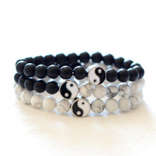 Fashion Taiji Yinyang Bracelet Black White Natural Stone Beads Distance Braclet For Women Men Lovers Best Friend BFF Jewelry 2024 - buy cheap