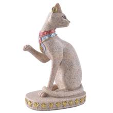 Hand Carved Ancient Egyptian Mau Cat Seated Deity Luck Wealth Statue Decor 2024 - buy cheap