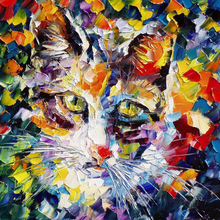 Obra de arte de pared abstracta pintada a mano, pinturas de gato y Animal para Arte de la pared Decoración, excelente calidad 2024 - compra barato