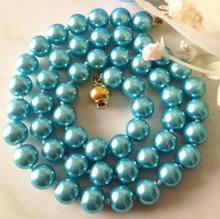 New 8mm Blue South Sea Shell Pearl Necklace Pearl Jewelry Hand Made Rope Chain Pearl Beads Natural Stone 18inch (Minimum Order1) 2024 - buy cheap