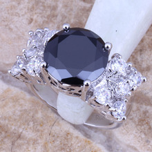 Impressionante preto zircônia cúbica branco cz prata chapeado anel tamanho 6 / 7 / 8 / 9 r0310 2024 - compre barato