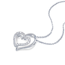 Utimtree-colgante de circonia cúbica con doble corazón para mujer, collar, cadena, regalo de San Valentín 2024 - compra barato
