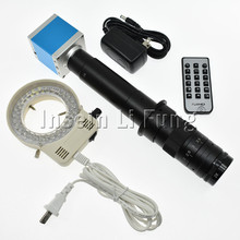 Микроскоп 16MP 1080P HDMI USB камера + 130X 180X 300X 400X 600X регулируемое увеличение 25 мм объектив с-образным креплением + светодиодный источник светильник 2024 - купить недорого