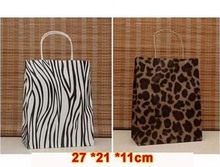 Free ship!1lot=30pc!Fashion gift paper bag,27*21*11CM,Leopard & Zebra printed paper shopping storage bags 2024 - buy cheap