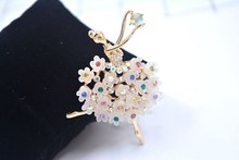 2022 high-end bailarina broche de cristal de swarovskis moda criativa liga corsage pino acessórios de roupas 2024 - compre barato