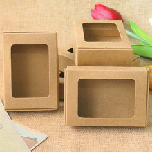 50Pcs Kraft Candy Box with Window Handmade Soap Box Jewelry Cookies Gift Paper Party Favor Box Free shipping 85x60x22mm 2024 - buy cheap