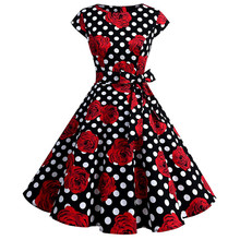 Vintage Dresses 50s 60s Hepburn Style Short Sleeve Retro Party Rockabilly Dress Swing Robe Pin Up Women Floral Summer Vestidos 2024 - buy cheap