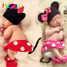 Crochet Baby Girls Minnie Photo Props Baby Crochet Cartoon Hat Skirt Pants Shoes Sets Infant Baby Cartoon Outfits MZS-14109 2024 - buy cheap