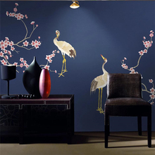 wellyu Custom wallpaper 3D murals hand-painted new Chinese plum blossoms strokes flowers and birds cranes background wallpaper 2024 - buy cheap