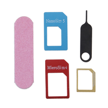 5in1 micro padrão kit adaptador de cartão sim conversor com bandeja barra lixadeira agulha aberta para iphone 5S 7 plus 6s xiaomi redmi 3s 2024 - compre barato