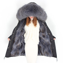 2020 longo casaco de inverno das mulheres outwear grosso parkas guaxinim natural gola de pele real casaco com capuz real quente forro de pele de raposa tamanho grande 2024 - compre barato