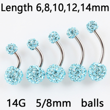 Belly ring fashion Woman body Piercing jewelry belly button ring rhinestones balls Navel bar 14G  stainless steel pin 2024 - buy cheap