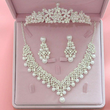 Women Wedding Jewelry Set Necklace Crystal Pendants Rhinestone Bridal Earrings Exquisite Crown Princess Elegant Fashion Classic 2024 - buy cheap