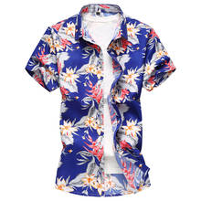 2018 New Fashion Summer Mens Flower Shirt Short Sleeve Floral Shirt Plus Size M-7XL Casual Slim Fit Mercerized Cotton Shirts 2024 - buy cheap