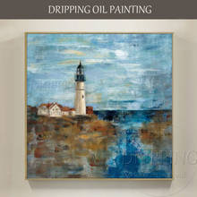 Artist Hand-painted High Quality Impressionist Landscape Lighthouse Oil Painting for Living Room Decor Abstract Canvas Painting 2024 - buy cheap