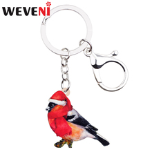 WEVENI Acrylic Christmas Robin Bird Key Chain Keychains Holder Cute Animal Jewelry For Women Girls Teens Bag Car Charms Pendant 2024 - buy cheap