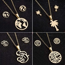 SMJEL Trendy Palm Tree Necklace Stainless Steel Woodland Jewelry Outdoor Gift Natural Map Pendant Mother Jewelry 2024 - buy cheap