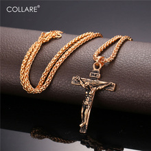Collare INRI Cross Pendant Rose Gold Color Stainless Steel Christian Accessories Necklace Women Men Jewelry Jesus Piece P116 2024 - buy cheap