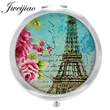 JWEIJIAO flor Torre Eiffel espejo de maquillaje mujeres niñas Floding redondo compacto bolsillo, de mano Magnif espejo 2024 - compra barato