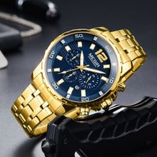 Relógio masculino luxuoso, marca famosa, à prova d'água, com calendário luminoso, dourado 2024 - compre barato