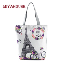 Miyahouse Candy Color Flower Print Shoulder Bags Female Leisure Tower Design Beach Bags Summer Style Women Canvas Tote Handbag 2024 - buy cheap