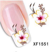 Наклейки для ногтей, красивые и элегантные цвета, переводные наклейки для ногтей, салонные украшения для ногтей, сделай сам XF1551 2024 - купить недорого