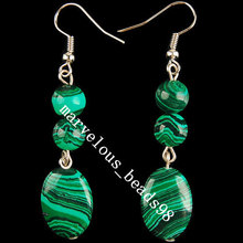 Free Shipping Beautiful Green Malachite  Beads Earrings Pair MC1894 2024 - buy cheap