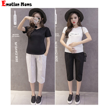 Summer Maternity Bottom Trousers Cotton Elastic Belly Women Pregnant Pant Loose Casual Adjustable Waist Capris 2024 - buy cheap