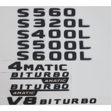 Insignias planas para maletero, insignias con letras, emblema, color negro mate, para Mercedes Benz S320L, S400L, S560, S500L, S600L, S550, S500, V8, BITURBO 4MATIC 2024 - compra barato