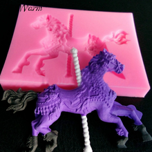 Silicone Fondant Mould 3D Carousel Horse Cake Molds Kitchen Cake Decor Candy Biscuit Baking Gumpaste Chocolate Mold Soap Molds 2024 - buy cheap