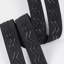 Correia de silicone elástica de 25mm de largura, 2 linhas de revestimento antiderrapante e ondulado preto e branco acessórios de vestuário 2024 - compre barato