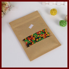 16*22 100pcs brown self zip lock kraft paper bags with window for gifts sweets and candy food tea jewelry retail package paper 2024 - buy cheap