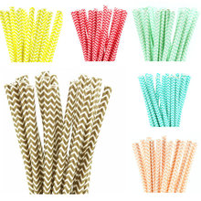 25pcs/lot Chevron Paper Straws For Kids Birthday Wedding Decorative Party Straws Event Supplies Paper Drinking Straws 2024 - buy cheap