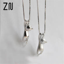 ZN New Fashion Lovely Silver Plated Necklace Tiny Cute Cat Pendants Odd Fancy Jewelry Charm Pendant Necklace 2024 - buy cheap