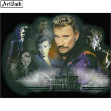 Pintura de diamantes 5d de cantante francés, bricolaje, johnny hallyday, 60x80cm, mosaico de diamantes cuadrados completos, icono de música 3d redondo, regalo de decoración del hogar 2024 - compra barato