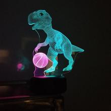 Luminária led 3d com pequena visão noturna para basquete, dinossauro, carregamento colorido, crianças, usb 2024 - compre barato