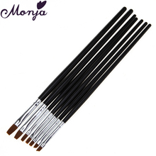 Monja 7Pcs/set Nail Art Acrylic UV Gel Extension Builder French Flower Painting Drawing Brush Manicure Tools 2024 - buy cheap