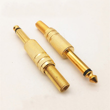 50Pcs Gold Plated Soldering 6.5 6.35 mm 2 3 Pole Male 1/4 Mono / Stereo Jack Plug with Spring Audio Connector 2024 - buy cheap