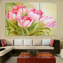¡Producto en oferta! Pintura moderna en lienzo con flores de tulipán, pintura artística para pared del hogar, impresiones en lienzo, 3 piezas, Envío Gratis 2024 - compra barato