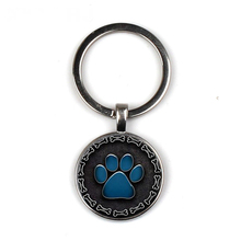 New Paw Print Keychain Dog Paw Print Jewelry Glass Cabochon Metal Keychain Delicate Fashion Gift 2024 - buy cheap