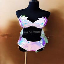 WYY Colorful laser female bikini dj dance costumes party wears dress pole dance costumes bar show model clothe bra dj outfits ds 2024 - buy cheap