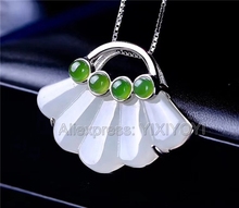 Colgante de la suerte para mujer, de Plata de Ley 925, Jade de HeTian verde y blanco, diseño bonito, collar de cadena, joyería fina 2024 - compra barato