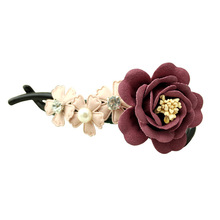 Elegant Cloth Twist Clips Flower Hair ornaments Camellia hair Jewelry women Girls ponytail banana clip lady hairpin Headwear 2024 - buy cheap